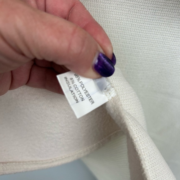 Drape Collar Coatigan Cardigan Jacket Ribbed Sleeves & Back Fleece Front Sz L - Picture 12 of 13